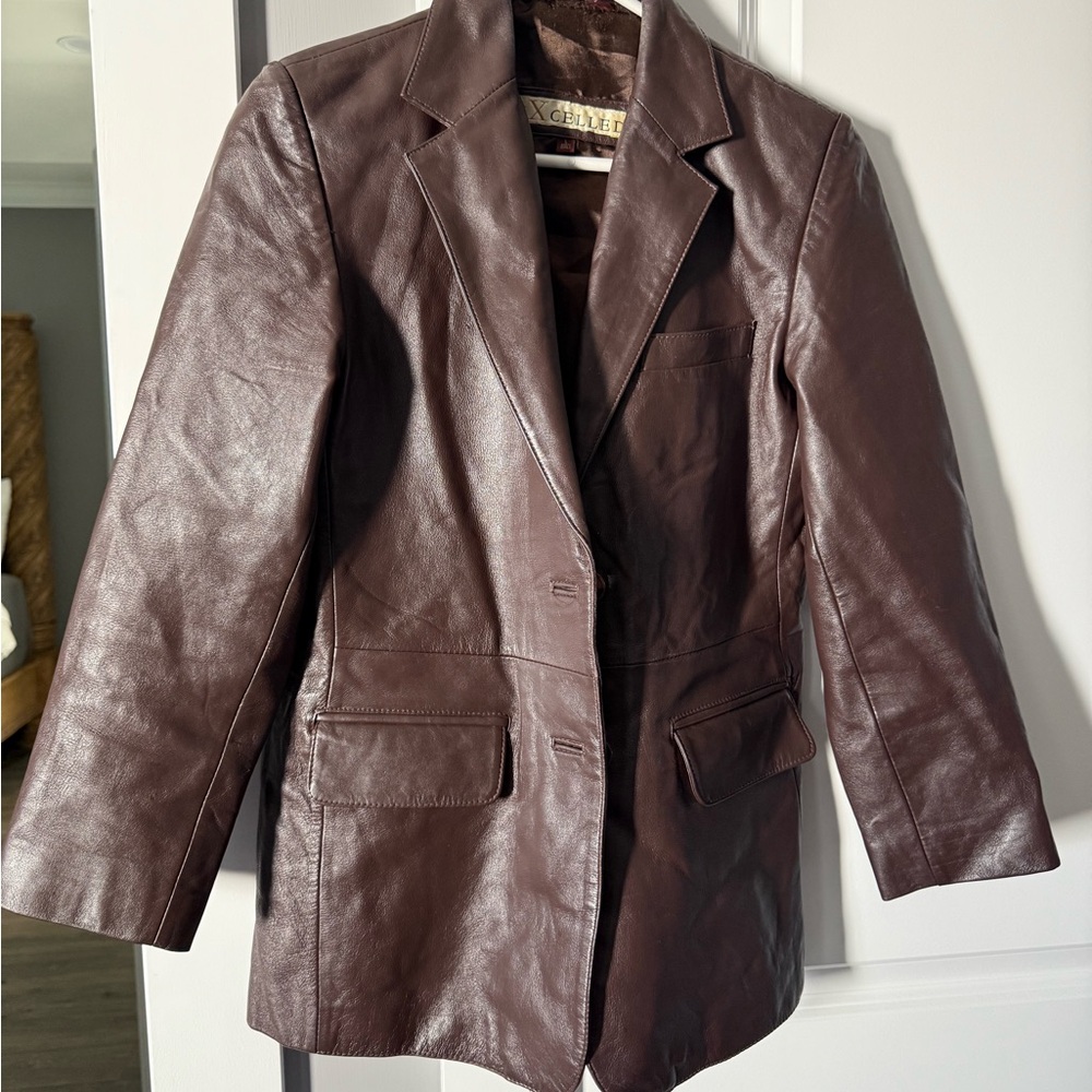 Brown Blazer with Notched Lapel and Tailored Fit